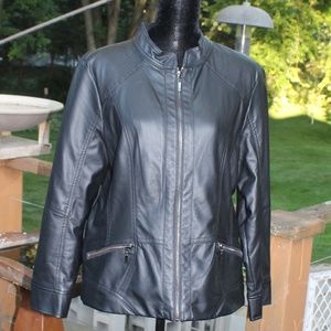 Christopher & Banks Vegan Leather Blk Moto Jacket